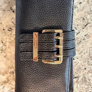 Michael Kors Black Wallet with Gold Buckle